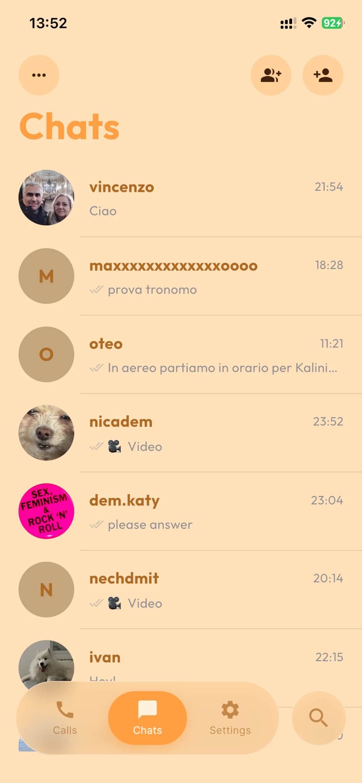 Chats list