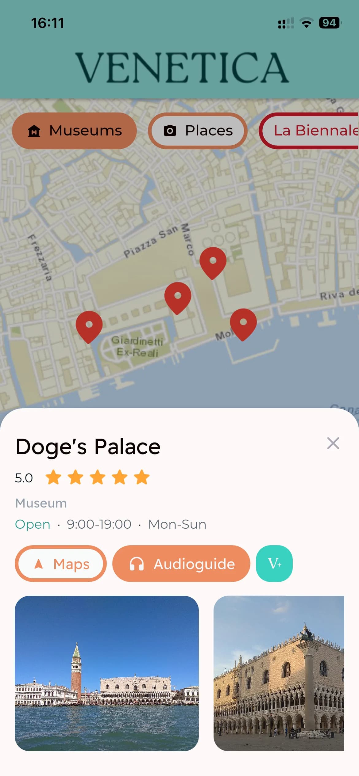 Map with guide locations